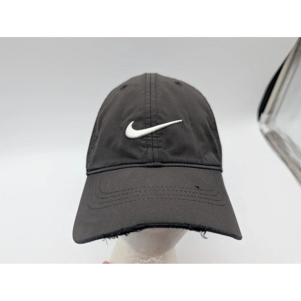 Nike Heritage Adjustable Baseball Cap Dark Gray Distressed Swoosh Hat